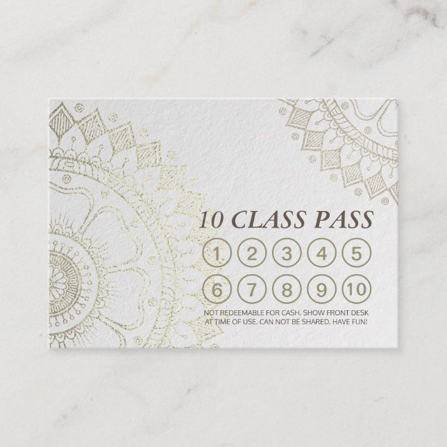 Yoga Meditation Instructor Class Pass Loyalty Card (Front)