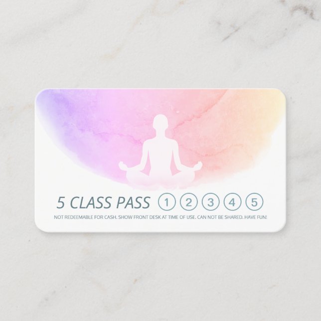Yoga Meditation Instructor Class Pass Loyalty Card (Front)