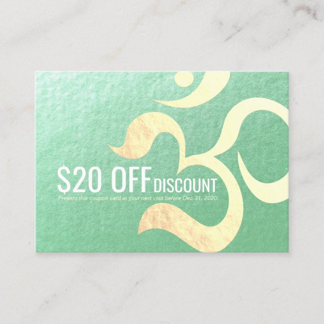Yoga Meditation Instructor Discount Coupon Om Sign (Front)