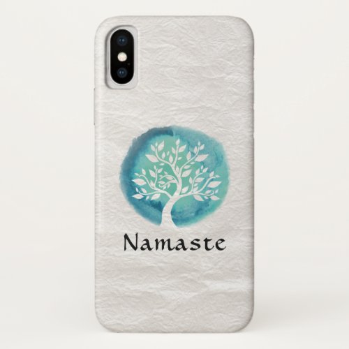 Yoga Meditation Instructor Elegant Watercolor Tree iPhone X Case