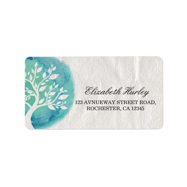 Yoga Meditation Instructor Elegant Watercolor Tree Label (Front)