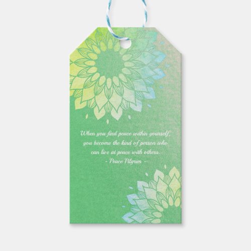 Yoga Meditation Instructor Gold Foil Mandala Quote Gift Tags