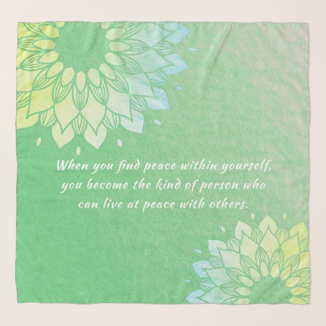 Yoga Meditation Instructor Gold Foil Mandala Quote Scarf (Front)