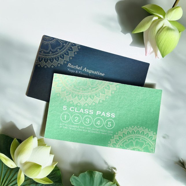 Yoga Meditation Instructor Gold Mandala Class Pass Loyalty Card (Creator Uploaded)