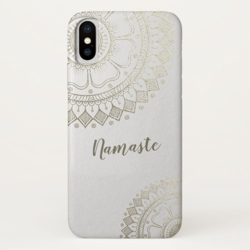 Yoga Meditation Instructor Gold Mandala Flowers iPhone X Case