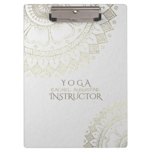Yoga Meditation Instructor Gold Mandala Flowers Clipboard