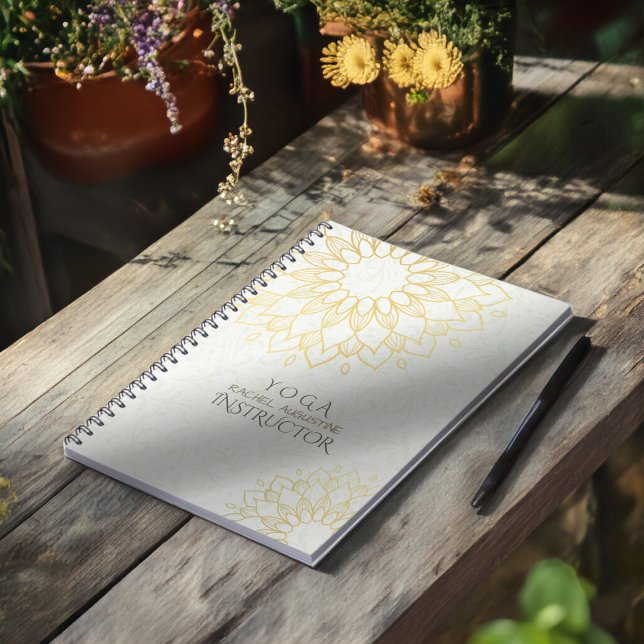 Yoga Meditation Instructor Gold Mandala Flowers Notebook (Creator Uploaded)