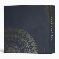 Yoga Meditation Instructor Gold Mandala Navy Blue 3 Ring Binder