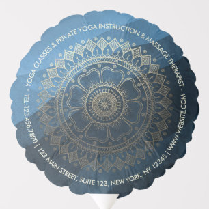 Yoga Meditation Instructor Gold Mandala Navy Blue Balloon