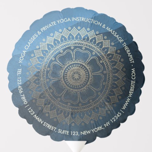 Yoga Meditation Instructor Gold Mandala Navy Blue Balloon