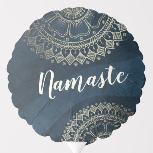 Yoga Meditation Instructor Gold Mandala Navy Blue Balloon