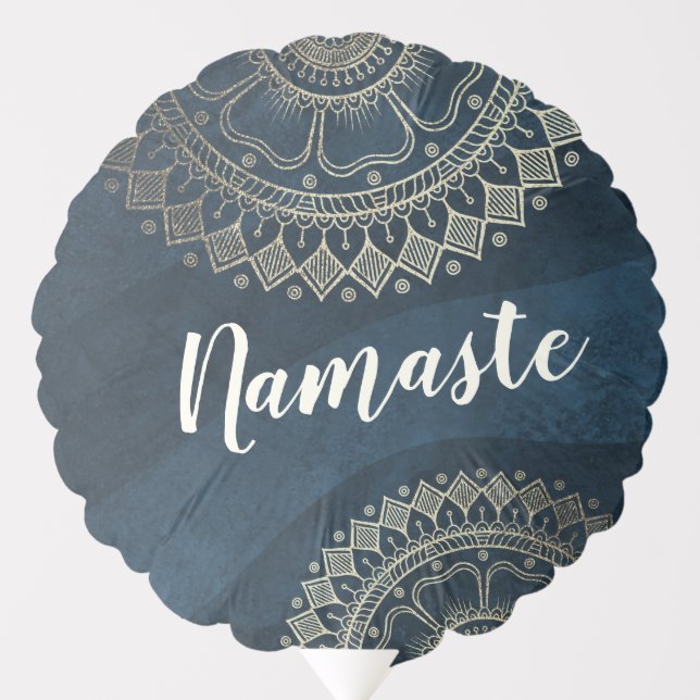 Yoga Meditation Instructor Gold Mandala Navy Blue  Balloon (Front)