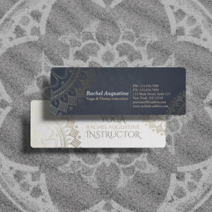 Yoga Meditation Instructor Gold Mandala Navy Blue Mini Business Card