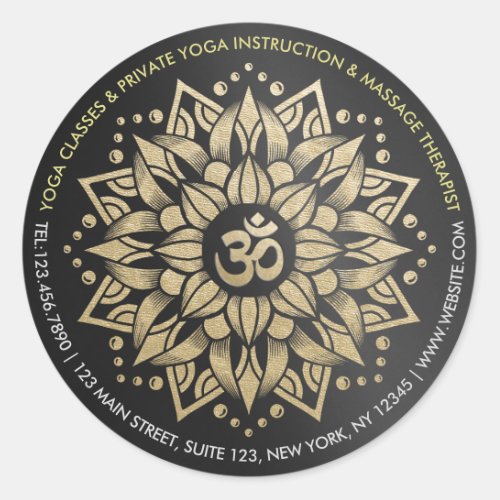 Yoga Meditation Instructor Gold Mandala Om Symbol Classic Round Sticker