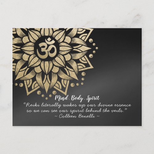 Yoga Meditation Instructor Gold Mandala Om Symbol Postcard