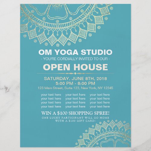 Yoga Meditation Instructor Gold Mandala Open House Flyer