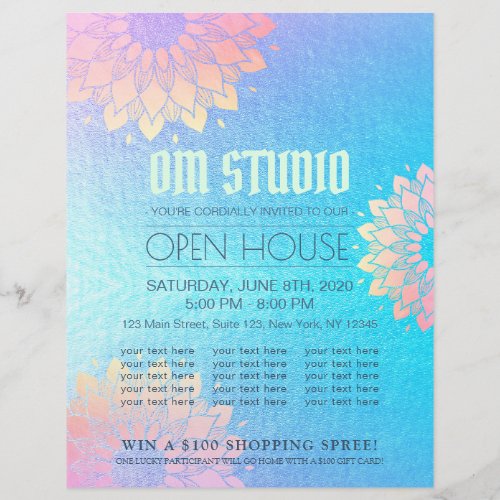 Yoga Meditation Instructor Gold Mandala Open House Flyer