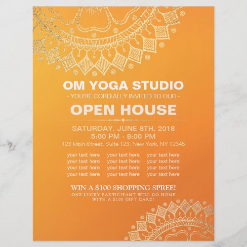 Yoga Meditation Instructor Gold Mandala Open House Flyer