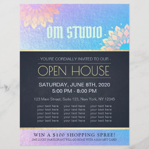 Yoga Meditation Instructor Gold Mandala Open House Flyer