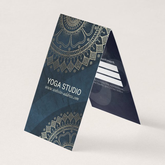 Yoga Meditation Instructor Gold Mandala Price List Business Card (Front)