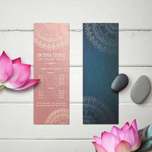 Yoga Meditation Instructor Gold Mandala Price List Rack Card