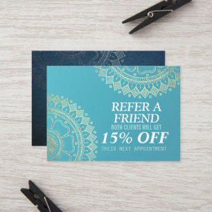 Yoga Meditation Instructor Gold Mandala Referral Card
