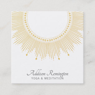 Yoga Meditation Instructor Gold Sun Mandala Square Business Card