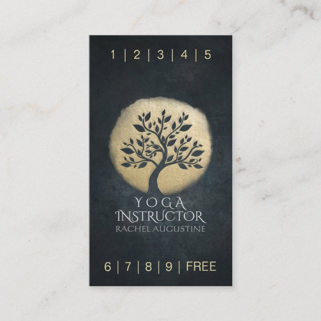 Yoga Meditation Instructor Gold Tree Loyalty Punch (Front)
