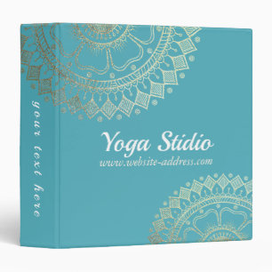 Yoga Meditation Instructor Green Blue Gold Mandala 3 Ring Binder