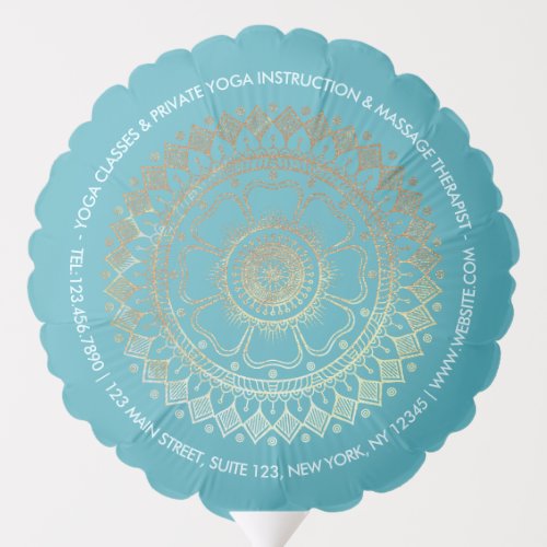 Yoga Meditation Instructor Green Blue Gold Mandala Balloon