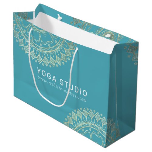 Yoga Meditation Instructor Green Blue Gold Mandala Large Gift Bag