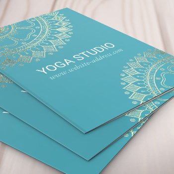 Yoga Meditation Instructor Green Blue Gold Mandala Pocket Folder by ReadyCardCard at Zazzle