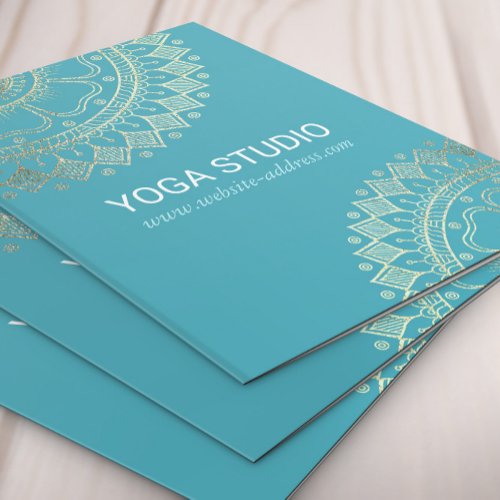 Yoga Meditation Instructor Green Blue Gold Mandala Pocket Folder