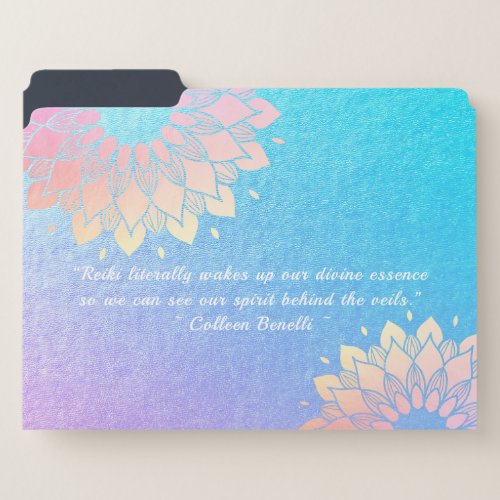 Yoga Meditation Instructor Green Gold Foil Mandala File Folder