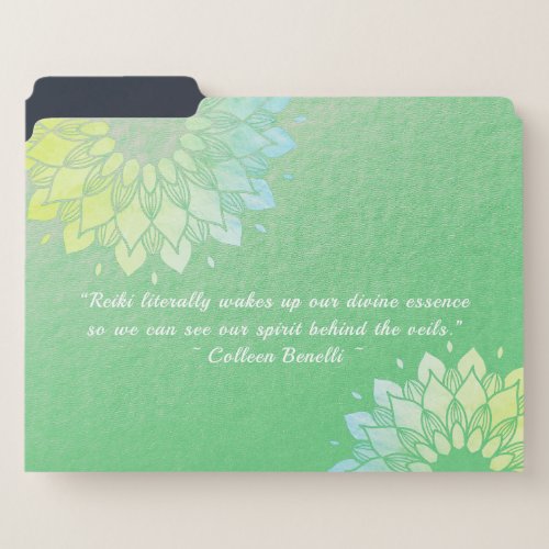 Yoga Meditation Instructor Green Gold Foil Mandala File Folder