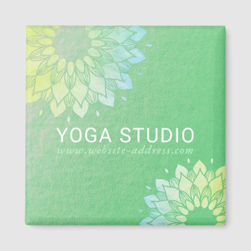 Yoga Meditation Instructor Green Gold Foil Mandala Magnet