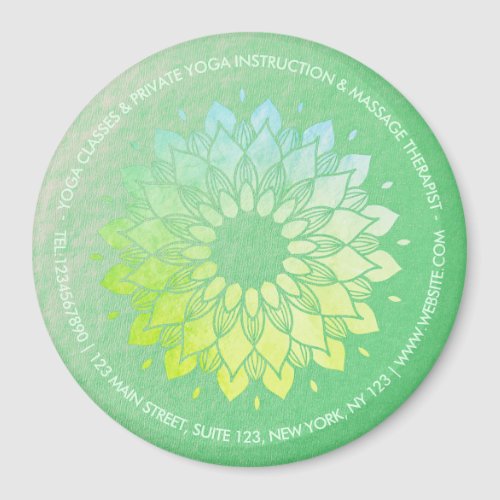 Yoga Meditation Instructor Green Gold Foil Mandala Magnet