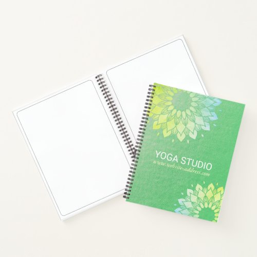 Yoga Meditation Instructor Green Gold Foil Mandala Notebook