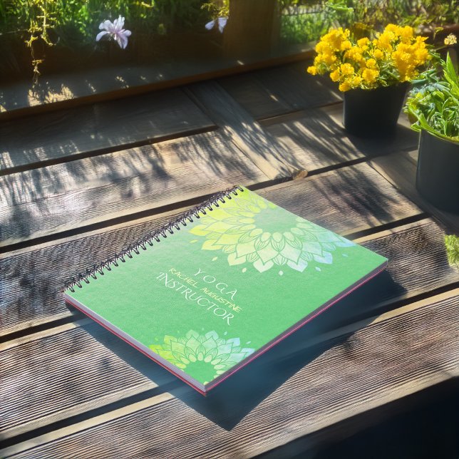 Yoga Meditation Instructor Green Gold Foil Mandala Notebook (Creator Uploaded)