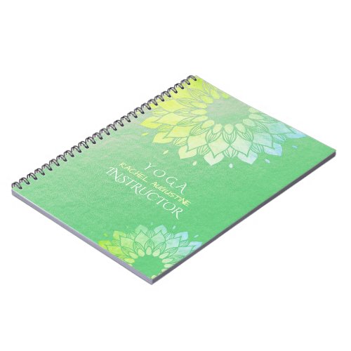 Yoga Meditation Instructor Green Gold Foil Mandala Notebook