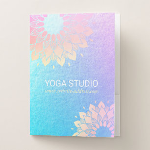 Yoga Meditation Instructor Green Gold Foil Mandala Pocket Folder