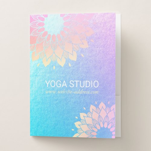 Yoga Meditation Instructor Green Gold Foil Mandala Pocket Folder