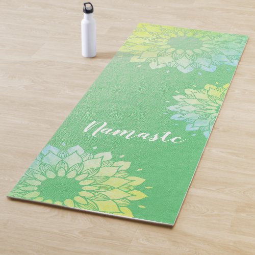 Yoga Meditation Instructor Green Gold Foil Mandala Yoga Mat