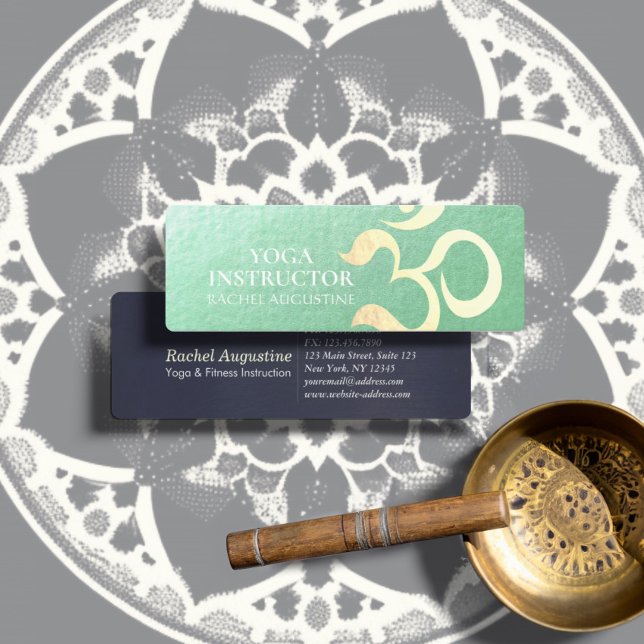 Yoga Meditation Instructor Life Coach OM Symbol Mini Business Card (Creator Uploaded)