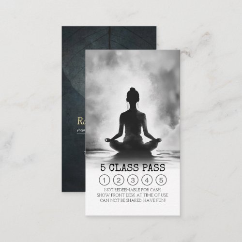 Yoga Meditation Instructor Lotus Pose 5 Class Pass Loyalty Card