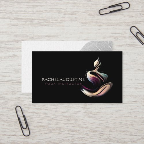 Yoga Meditation Instructor Lotus Pose Brush Stroke Business Card