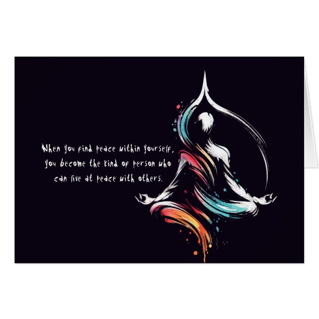 Yoga Meditation Instructor Lotus Pose Brush Stroke Cards (Front Horizontal)