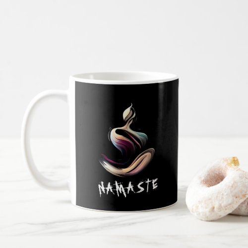 Yoga Meditation Instructor Lotus Pose Brush Stroke Coffee Mug