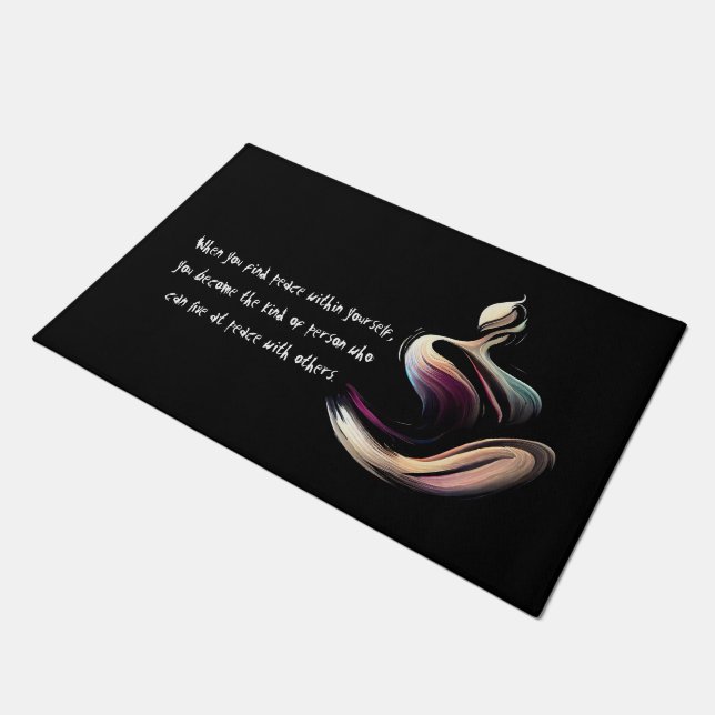 Yoga Meditation Instructor Lotus Pose Brush Stroke Doormat (Angled)
