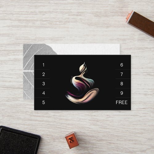 Yoga Meditation Instructor Lotus Pose Brush Stroke Loyalty Card